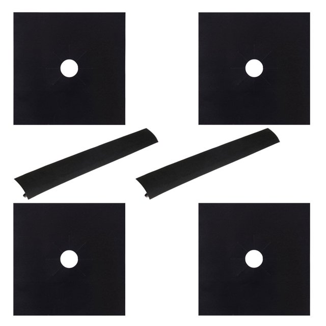 FESTFENDS 6Pcs Gas Stove Oil Proof Liners Black Oven Liner for Homeowners and Chefs Cooking
