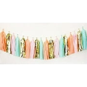 16 X Originals Group Mint Pink Gold Apricot Tissue Paper Tassels for Party Wedding Gold Garland Bunting Pom Pom