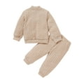 thumbnail image 2 of Qiylii Girls Knit Clothes Set, Solid Color Button-down Cardigan + Pants, 2 of 8