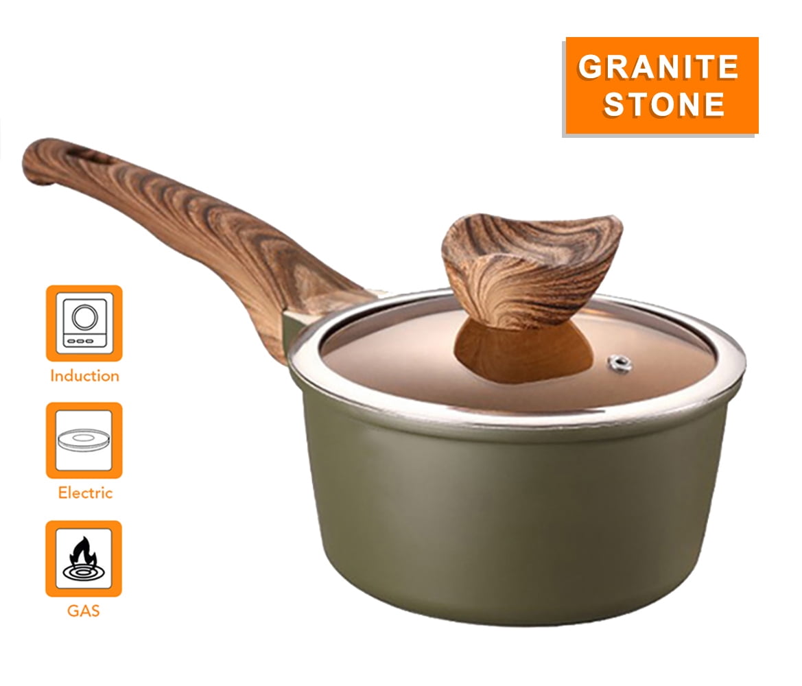 CHEFIO 1.5-Quart Nonstick Sauce/Milk Pan with Glass Lid and Bakelite Handle