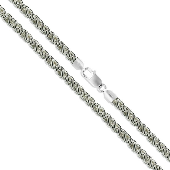 Sterling Silver Torsion Rope Chain 4.3mm Solid 925 Spiga Braid Necklace 22" Jewelry Female Unisex