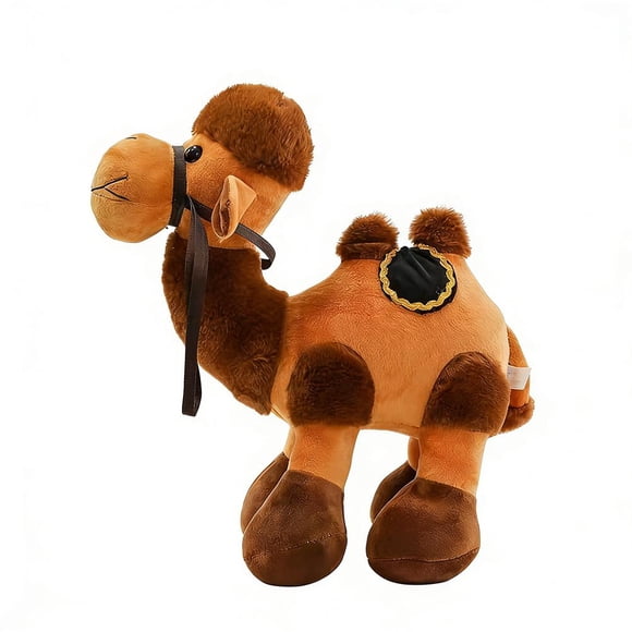 Lttoisl Jouet en Peluche Chameau Réaliste, Poupée Chameau de Simulation Douce Brun et Blanc avec Selle, Rembourrage en Coton PP, Figurine Éducative d'Animal du Désert pour Enfants, Déco Maison, 30 cm