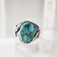 thumbnail image 2 of Blue Copper Turquoise Mans Ring, Natural Copper Turquoise Ring, Silver Jewelry, 925 Silver Ring, Birthday Gift, Heavy Mens Ring, Eagle Design, Ottoman Style Ring, Christmas, Turkey Mens Signet Ring, 2 of 8