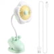 thumbnail image 2 of Ventilador de Clip Recargable por USB con Diseño de Flores, Rotación de 360° y Luces LED para Cochecito o Camping, Color Verde., 2 of 9