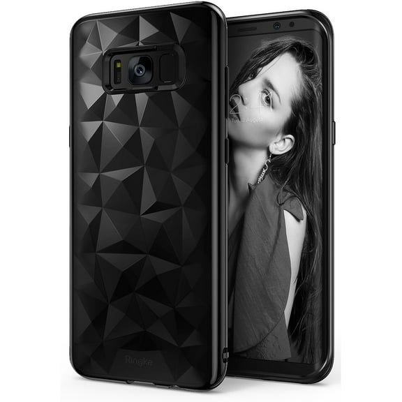 Ringke Air Prism Case Compatible with Samsung Galaxy S8, 3D Geometric Design Slim TPU Cover - Ink Black