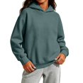thumbnail image 4 of Vivcore Kids Knit Hoodie Casual Pullover Sweater Soft Cozy Hooded Sweatshirt for Toddlers and Children,Blackish Green,160, 4 of 8