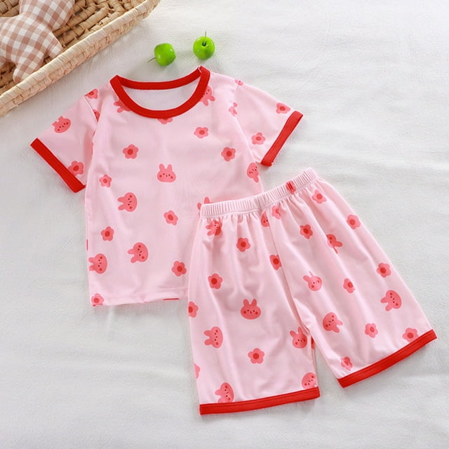 WEAIXIMIUNG Ensemble 7 Tout-Petits Enfants Filles Garçons Vêtements de Nuit T-Shirt à Manches Courtes et Shorts Pyjama d'Été Doux Ensemble 2 Pcs 100