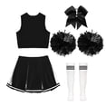 thumbnail image 6 of Aislor Girls Cheer Dance Halloween Sleeveless Crop Top Pleated Skirt Outfit Cheerleading Uniform Dress A White&Black 8, 6 of 7