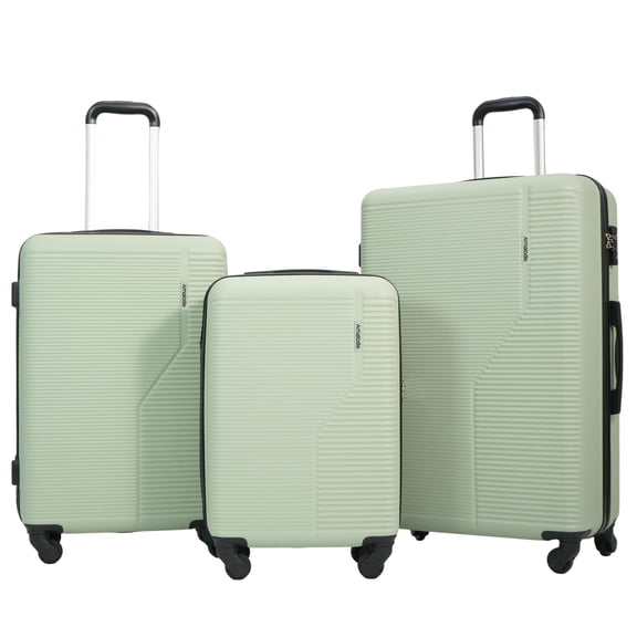 Travelhouse 3 Piece Hardside Luggage Sets Lightweight Suitcase with TSA Lock Spinner Wheels 20in24in28in.（Green）