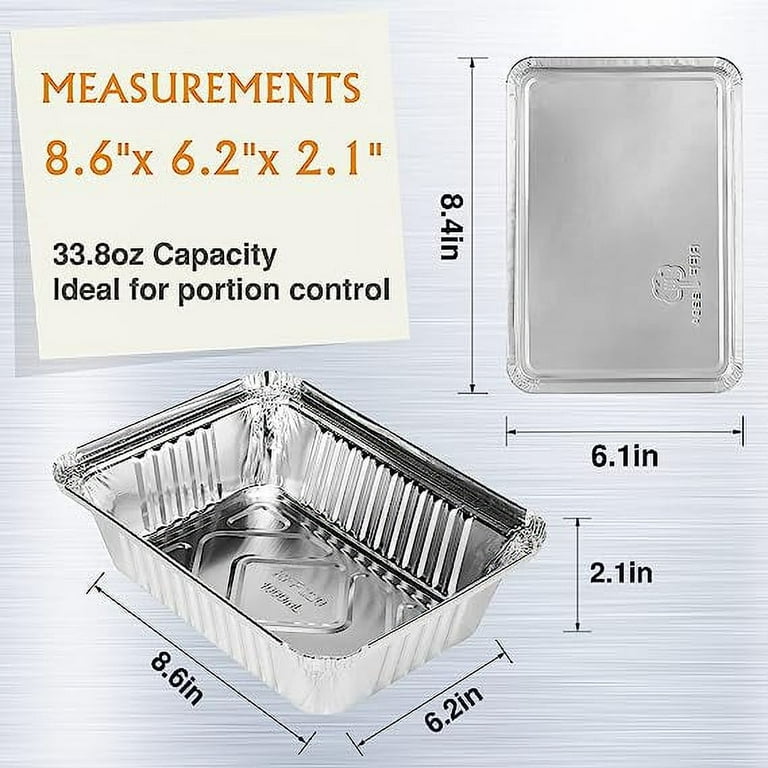 Aluminum Pans Trays 6.2x8.6 inch 25 Pack - Disposable Roasting