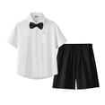thumbnail image 2 of Mifsaly Kids Back To School Uniform Sets Girls Boys Short Sleeve White Button Up Shirts and Shorts First Day Of School Casual 2 Piece Outfits, 2 of 9