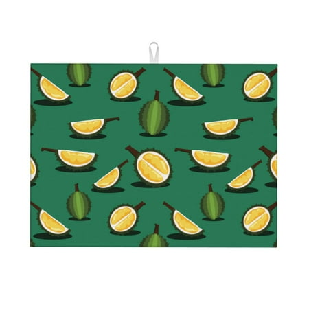 

Dish Drying Mat Cute Durian Forest Green Absorbent Microfiber Kitchen Mat Heat Resistant Drying Mat Kitchen Counter for Dishes Utensils Pots Pans Drainer Mats 18x24in