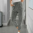 thumbnail image 2 of GA WEIHUA Clearance Deals,Corduroy Drawstring Pants for Women Elastic High Waist Pull On Straight Leg Slacks Pant Casual Baggy Sweatpant(Gray,L), 2 of 6