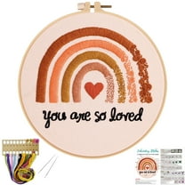 VOCHIC Boho Rainbow Embroidery Kit for Beginners,Cross Stitch Adults Starter Kits including Embroidery Cloth,Hoop,Threads Needles and instructions-You are so loved