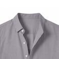 thumbnail image 5 of LMOIPLI Men's Linen Short Sleeve Shirts Cotton Casual Lightweight Button Down Shirt Beach Vacation Summer Tops Gray L, 5 of 6