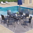 thumbnail image 2 of Set of 2  Stackable Aluminum/Resin Outdoor Dining Chairs with Armrest for Outdoor Kitchen Garden, Backyard, Supports 300 LBS, 2 of 6