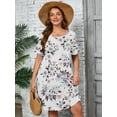 thumbnail image 3 of SHOWMALL Women's Plus Casual Dresses Short Swing Floral Beach Sundress with Pockets 4X White Peony, 3 of 10
