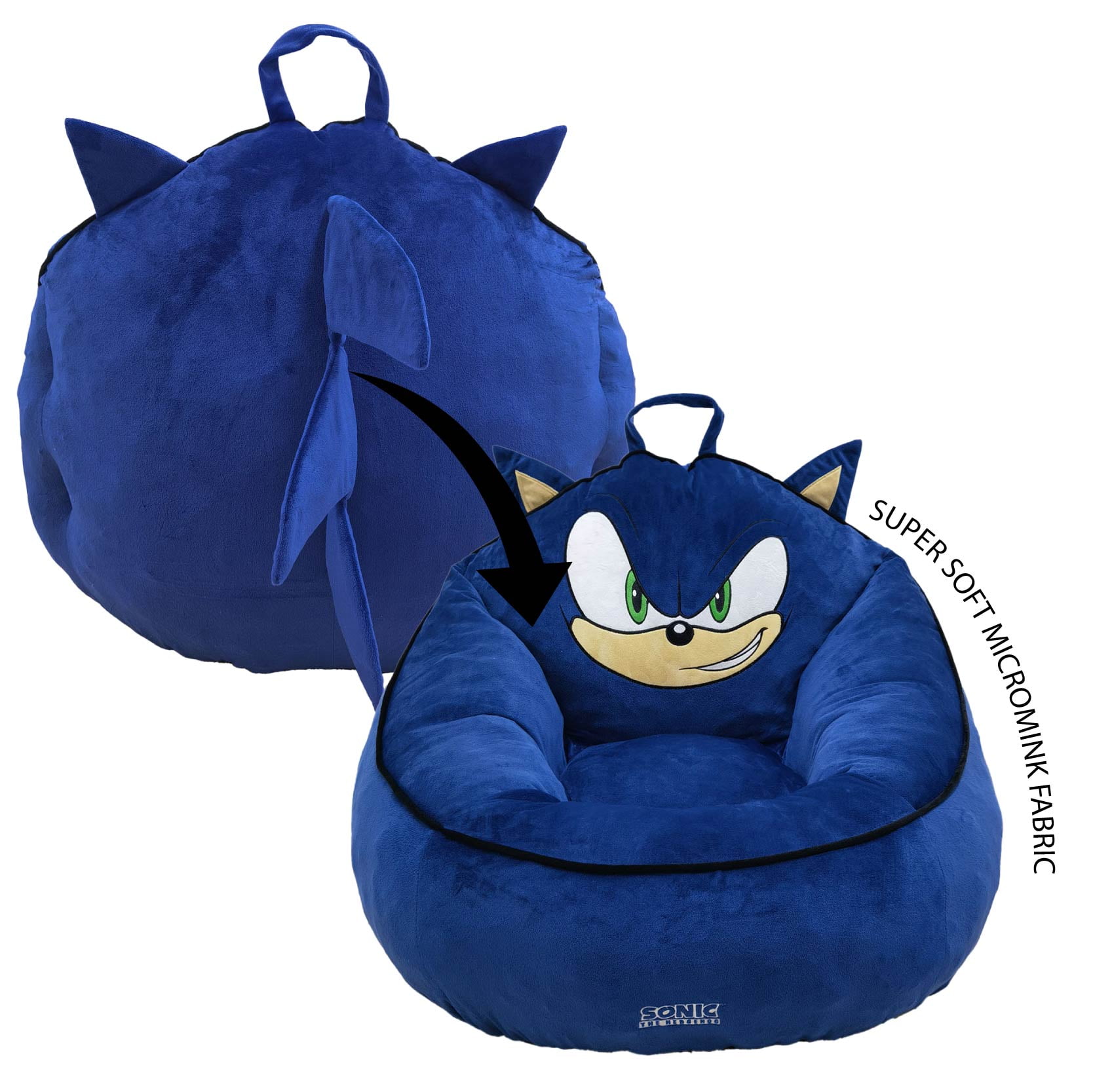 Sonic Kids' Compressed Foam Bean Bag Chair, Blue