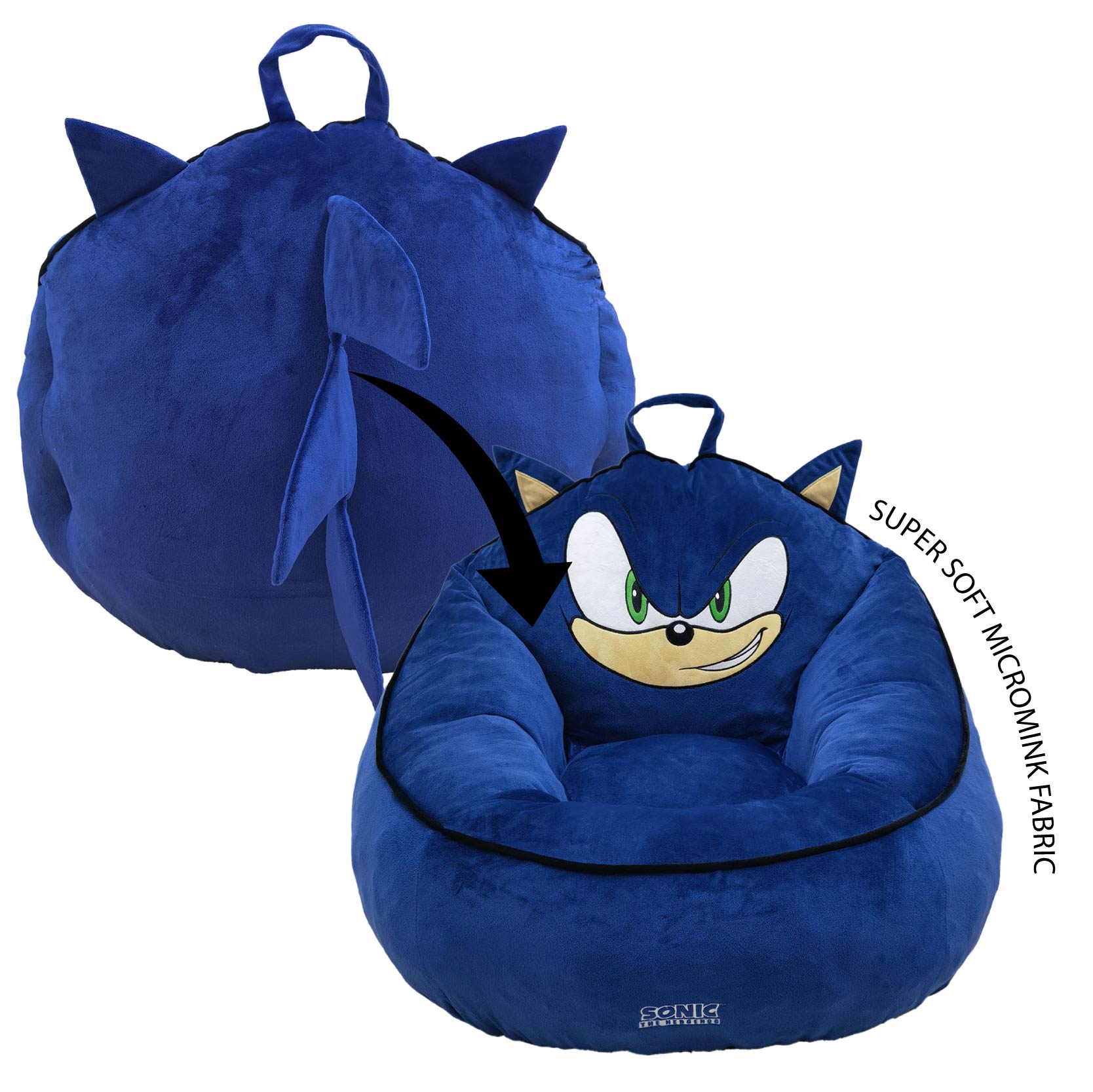 Sonic Kids' Compressed Foam Bean Bag Chair, Blue photo 4