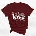 thumbnail image 2 of WREESH Cute Graphic Letter Print T-Shirts Women's Short Sleeve Summer Tops in Round Neck Wine, 2 of 5