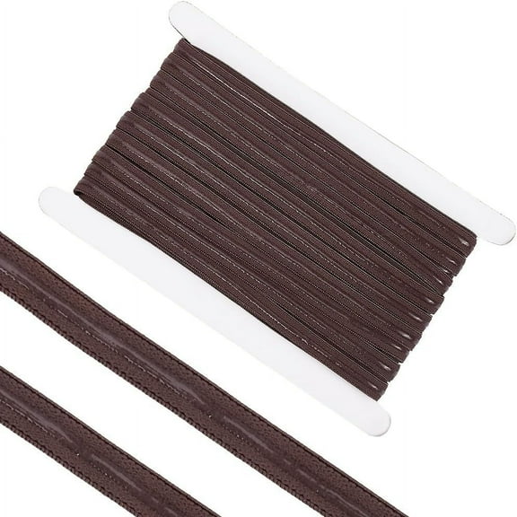 10MM Wide Silicone Gripper Elastic Bands 20 Yards Non-Slip Flat Stretch Cord Brown Elastic Fibre Silicone Gripper Tape for Underwear Wig Making DIY Crafts Garment Sewing Project Accessories