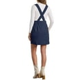thumbnail image 3 of INSPIRE CHIC Women's Corduroy Overall V Neck Strap Mini Pinafore Dress with Pockets XS Navy Blue, 3 of 5