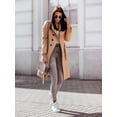thumbnail image 3 of Women's Coat Woolen Coat Solid Color Strap Mid-length Woolen Coat Fashionable, 3 of 6