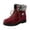 Wine, variant on Womens Ankle Snow Boots Round Toe Rugged Lug Sole Faux Suede Plush Foldable Collar Lace Up Cold Weather Outdoor Winter Boots Navy Size 10