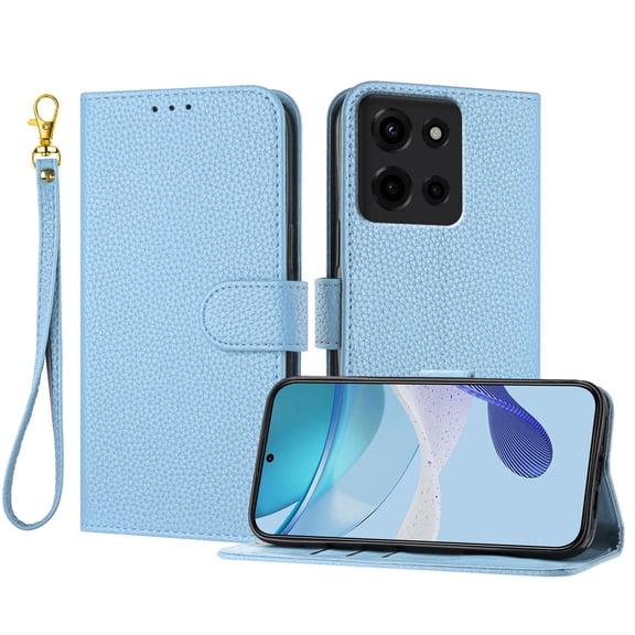 Allytechgroup Moto G Stylus 5G 2025 Wallet Case for Women Men, PU Leather Flip Cover with Cards Slots Hand Wrist Anti-Scratch Stand Magnetic Closure Case Cover for Moto G Stylus 5G 2025, Blue