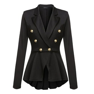 Suit Jacket for Women Casual Blazer Jacket Gold Button Long Sleeve