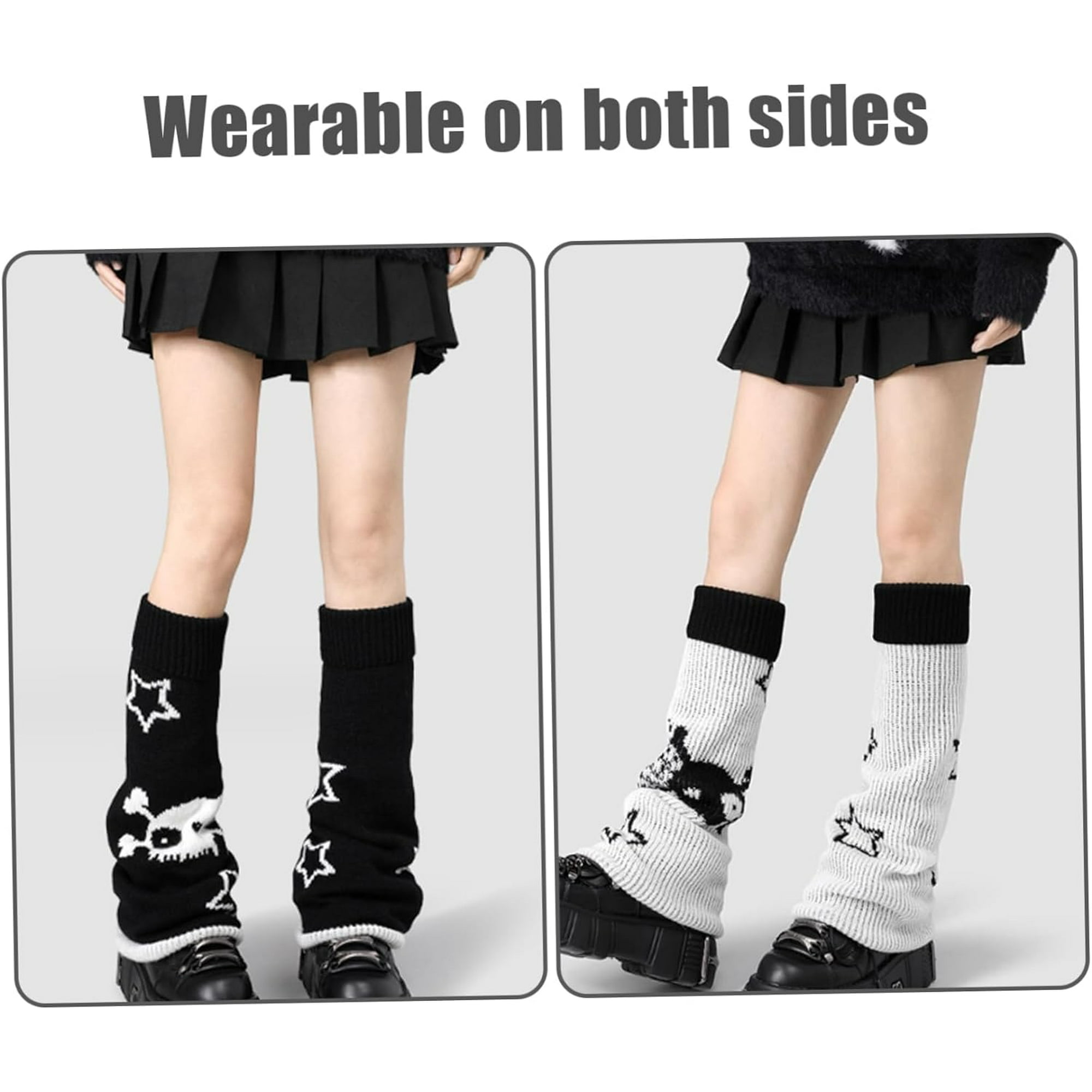 Menolana Knit Leg Warmers For Ice Skating - Rhinestone Design Cold Weather Warmers
