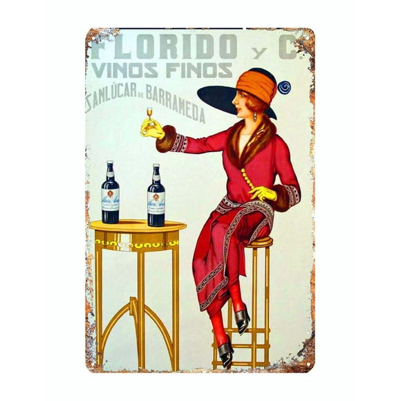 Florido Vinos Finos Sanlucar de Barrameda liquor ad metal tin Signe reproduction de style vintage 12 x 8 Pouces