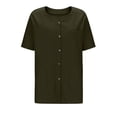 thumbnail image 6 of Fabrcox Linen Top Women Loose Fit Breathable Short Sleeve Womens Button Down Shirts Fashion Spring Summer Beach Vacation Women's Blouses with Pocket, 6 of 7