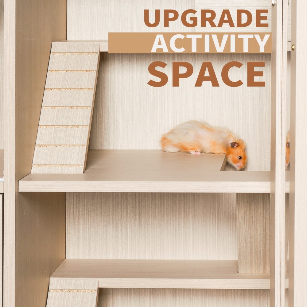4-Tier X-Large Guinea Pig Cage with Storage Cabinet, Acrylic Windows & Openable Top for Small Pets