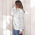 thumbnail image 4 of Women's Plus Size Sequin Bomber Jacket - 1X, Silver, 4 of 6
