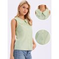 thumbnail image 2 of DARING DIVA Women's Button-Down Peter Pan Collar Tank Tops L Green, 2 of 6