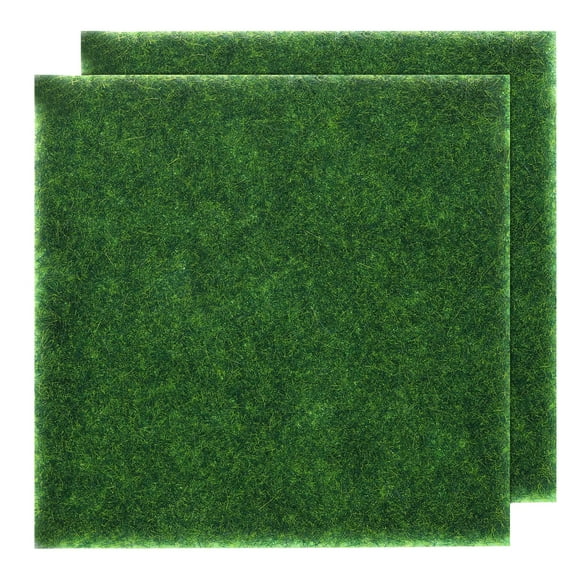 Tapete de césped artificial Uxcell 2 piezas de 6 x 6 pulgadas, alfombra de césped falso realista para jardín, decoración de césped y patio