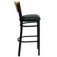 thumbnail image 6 of BizChair Upholstered Slat Back Design Bar Stools, Natural Wood/ Black (Set of 2), 6 of 8