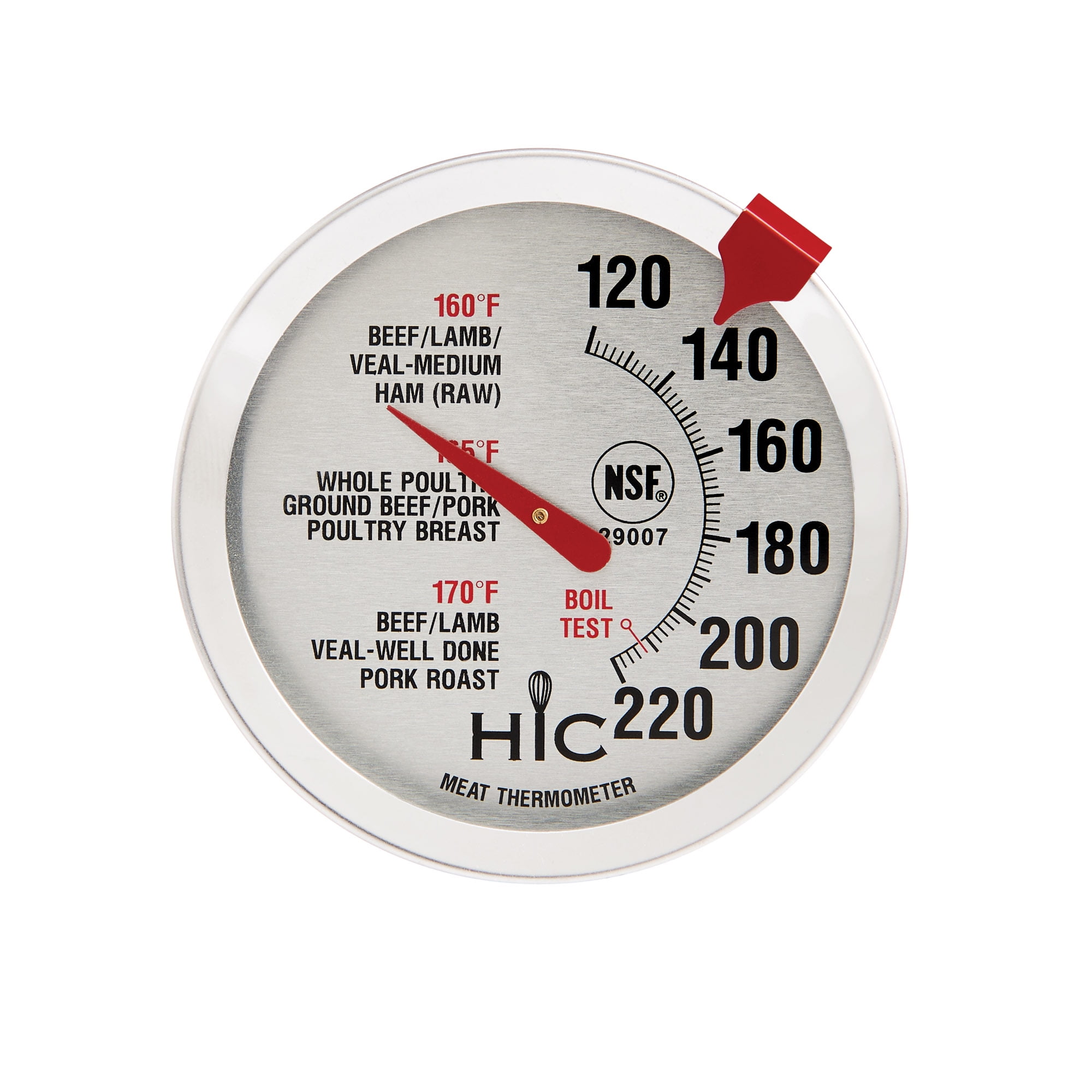 HIC Roasting Meat Thermometer, Oven Safe, Large 2Inch EasyRead Face
