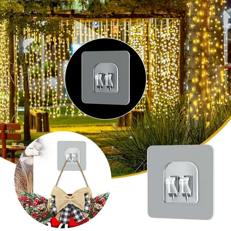 

Christmas Hooks For Outdoor String Lights Clips:20Pcs Heavy Duty Clips With Strips For Hanging Christmas Light Outside Clear Sticky Cord H Garage Towels Small Hooks for Hanging Bag Hooks for Closet