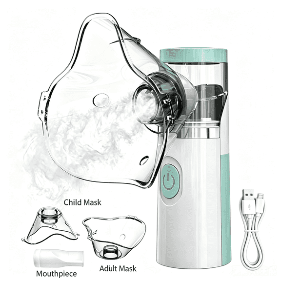 AJZIOJIRO Kids Adults Portable Humidifier Handheld Compression Steam Inhaler USB 2AA Battery Powered