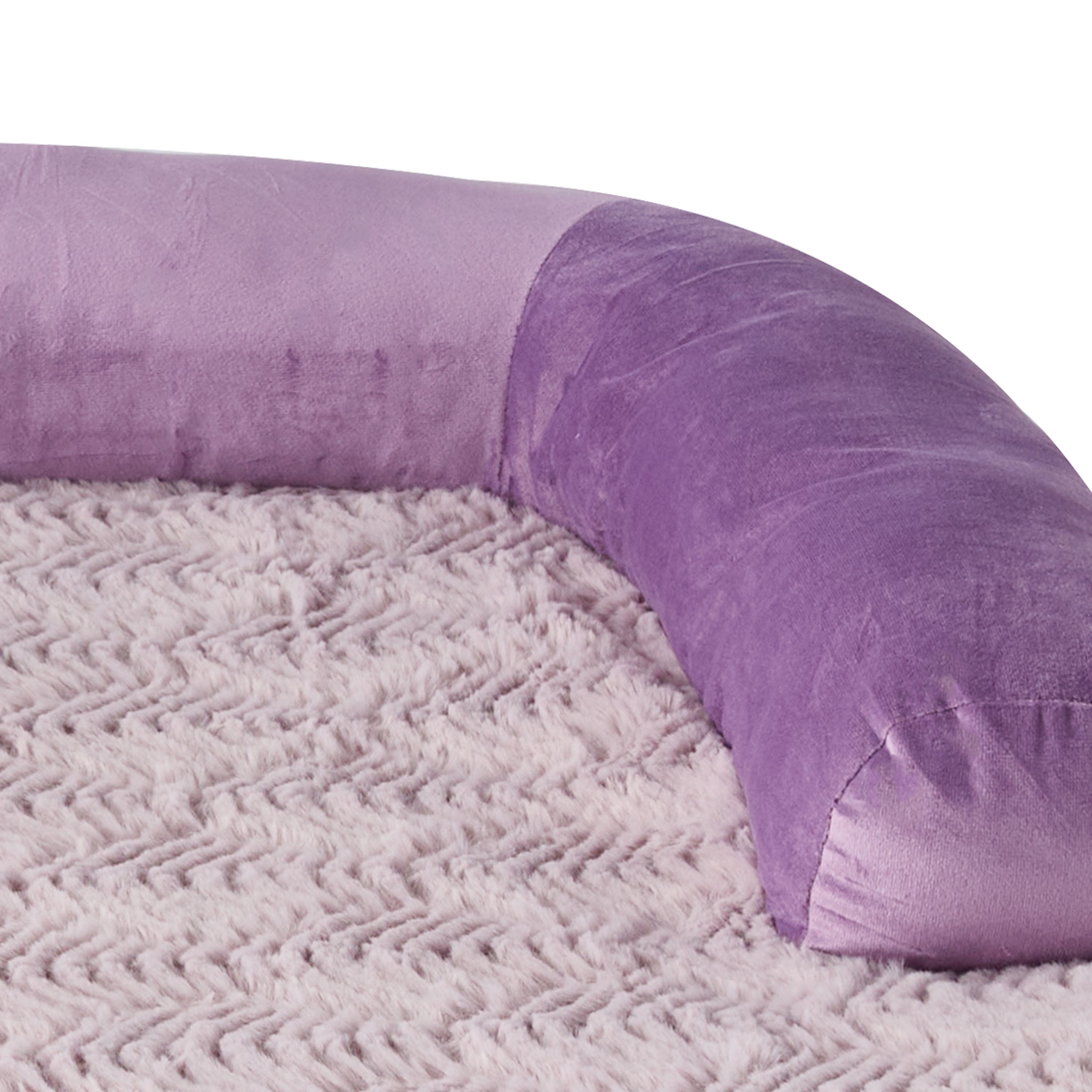 Vibrant Life Medium Round Corner Sofa Style Dog Bed, Purple, 25" x 35"
