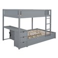 thumbnail image 5 of uhomepro Full over Full Bunk Bed with Desk and Trundle, USB Charging Station and 3 Drawers, Solid Wood Bunk Bed Frame for Kids Teens Adults, Maximum Space Design, No Box Spring Required, Gray, 5 of 10