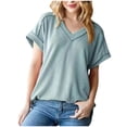 thumbnail image 1 of Birdeem Blouses pour Femmes Mode Décontractée Tricotée Manches Courtes Col en V Blouse, 1 of 1