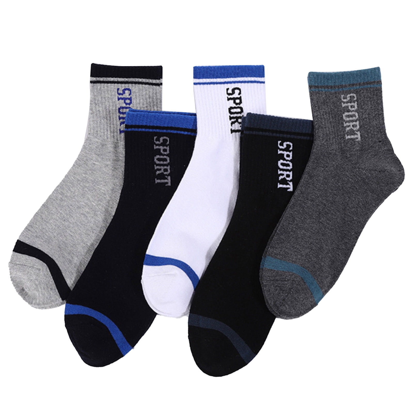 WeciBor Men's Athletic Crew Running Socks Cotton Breathable Thick Sport Hiking Socks for Men 5 Pack 