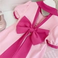 thumbnail image 4 of Plain Dress Toddler Girls Kids Play Skirt Summer Cute Bow Dresses Short Sleeve Outfit Back Hollowing Clothes, 4 of 6