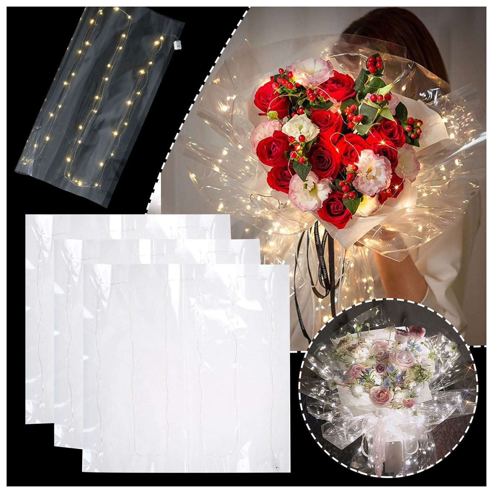 5-10 Sheet Flower Waterproof Wrapping Paper Wedding Bouquet Gift Packaging, 