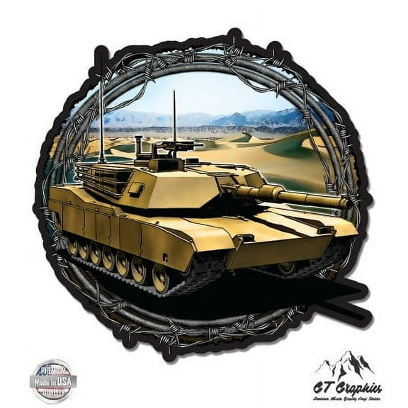 Desert Tank Military Veteran - 3" Vinyl Sticker - For Car Laptop I-Pad Phone Helmet Hard Hat - Waterproof Decal