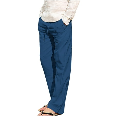 

Dadaria Wide Leg Pants for Men Summer with Pocket Bandage Resilience Leisure Time Tooling Short Pants Blue XXXL Female