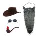 thumbnail image 1 of Sombrero vaquero y gafas sol divertidas con barba para carnaval, , escenario y vacaciones. gris, 1 of 8